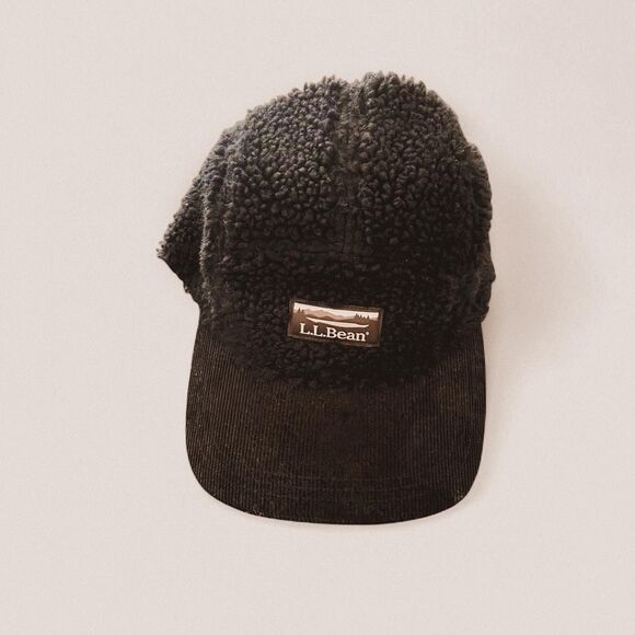 LL Bean All-Black Sherpa Cord Five-Panel Cap – Gorpcore Trail Utility Hat - Picture 1 of 6